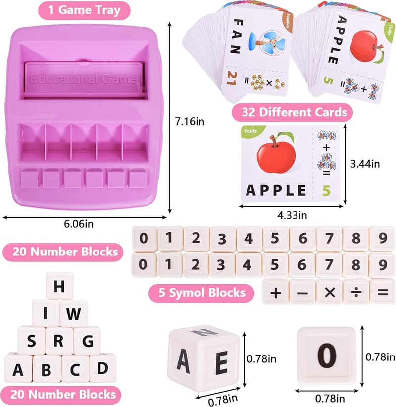 ABC Letter Matching Game for Kids Ages 3-8, Pink Educational Toy