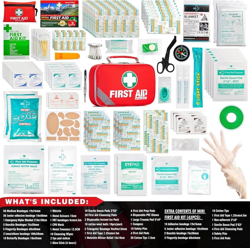 215-Piece 2-in-1 First Aid Kit for Home & Travel