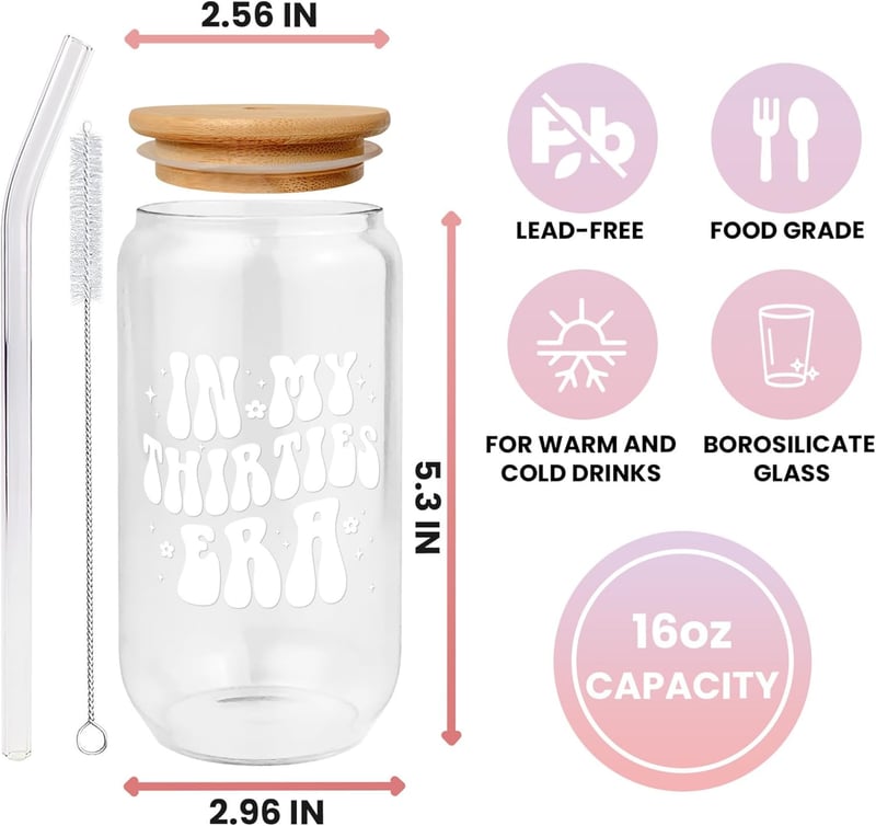 30th Birthday Gift for Women - In My 30s Era Glass Cup - 16 Oz