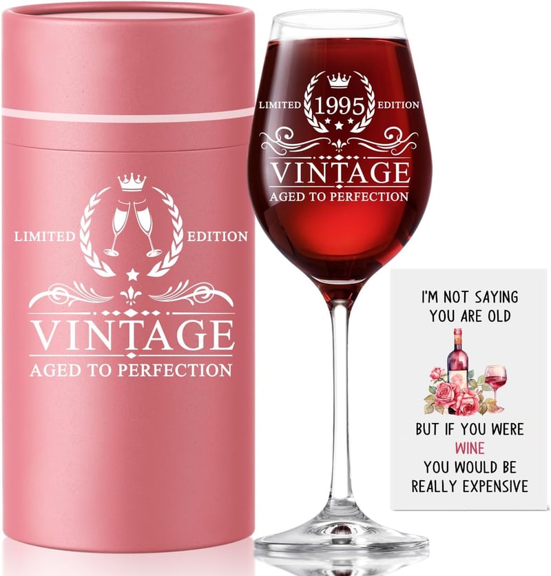 1995 Vintage 18 oz Stemmed Wine Glass for 30th Birthday