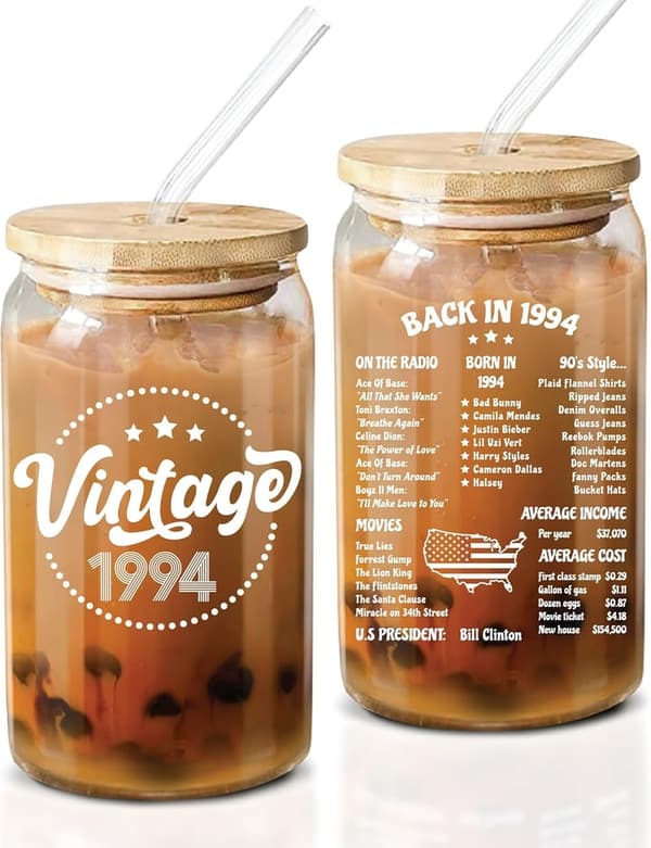 30th Birthday Coffee Glass Gift for Women - 16 Oz