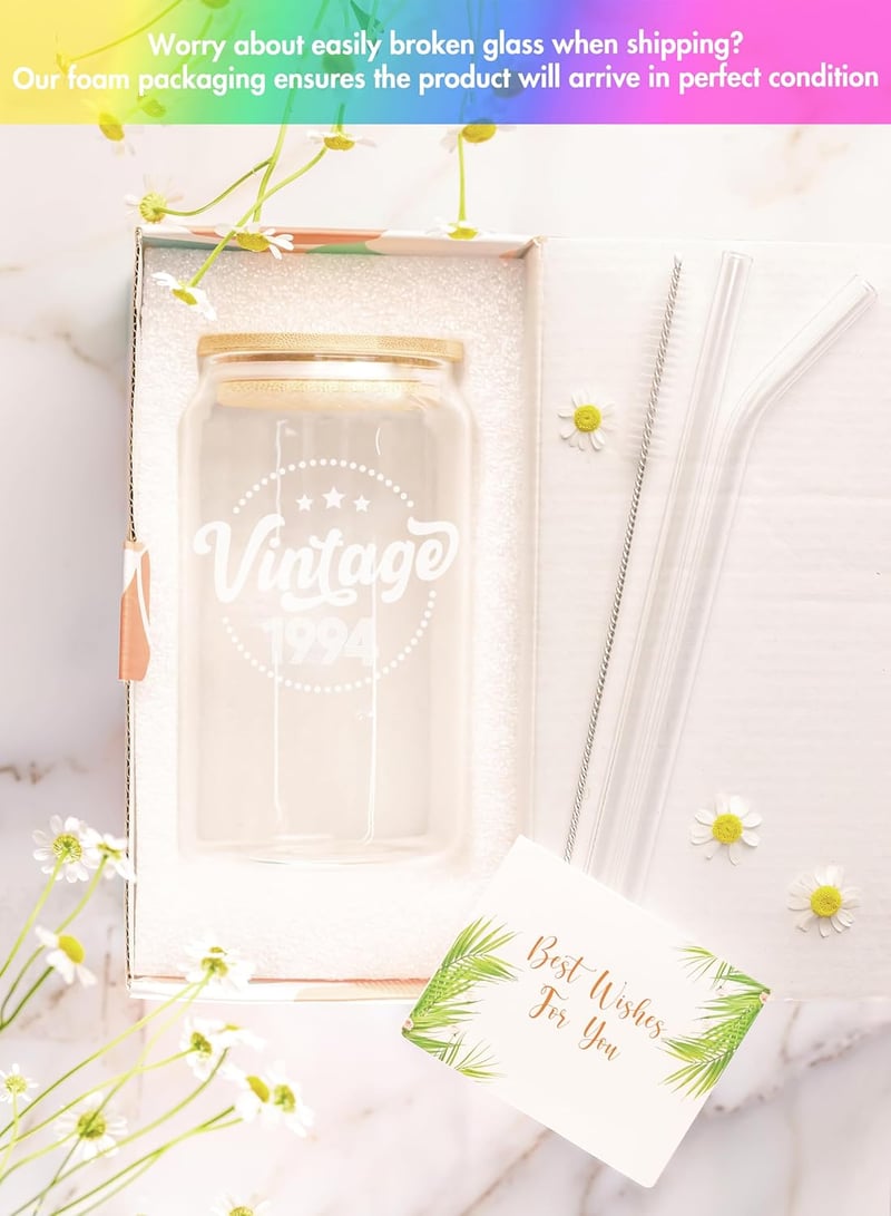 30th Birthday Coffee Glass Gift for Women - 16 Oz