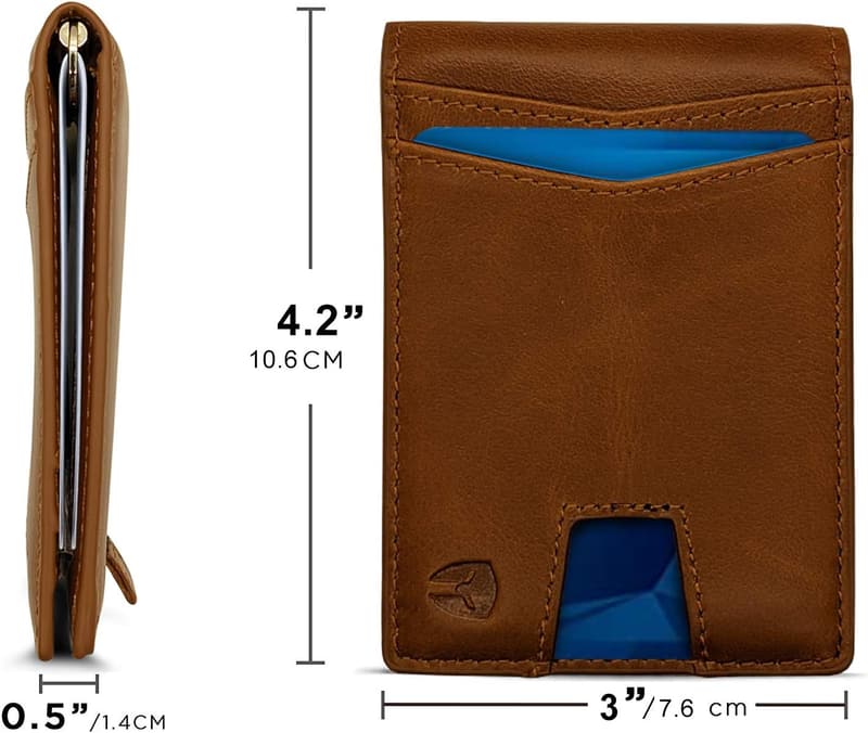 Minimalist Leather Wallet with RFID Blocking & Money Clip