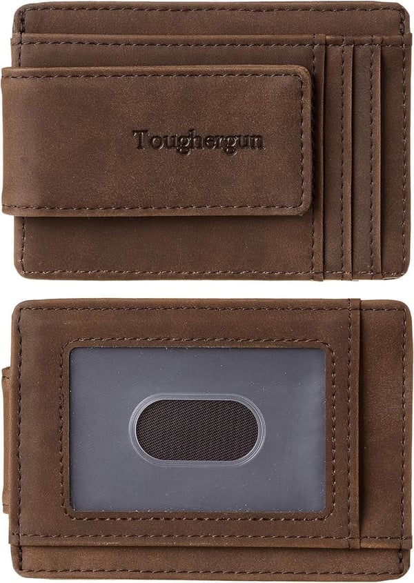 Slim Minimalist Leather Wallet for Men with RFID Blocking