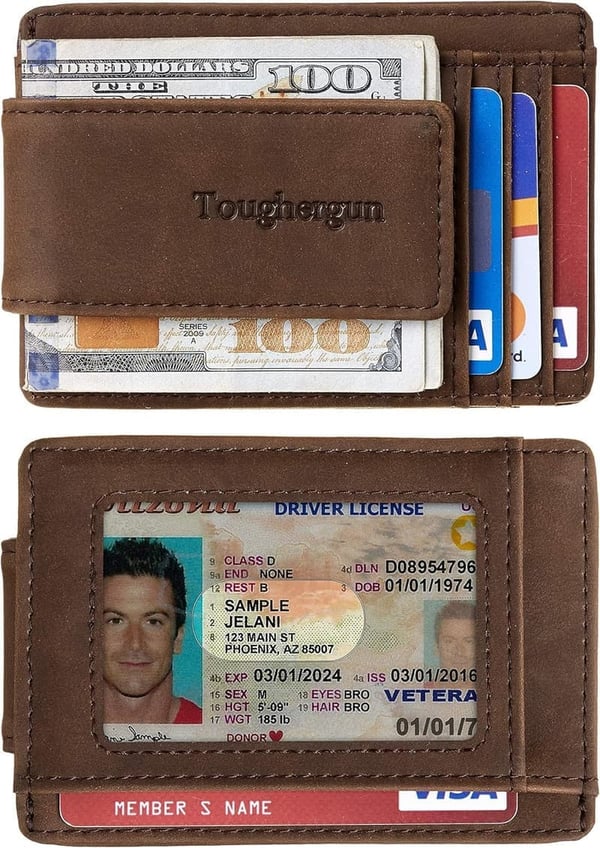 Slim Minimalist Leather Wallet for Men with RFID Blocking