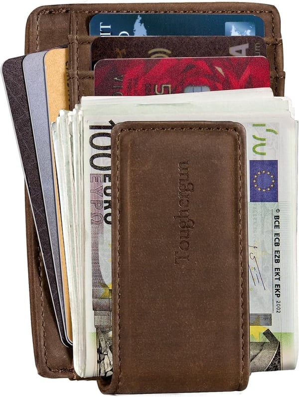 Slim Minimalist Leather Wallet for Men with RFID Blocking