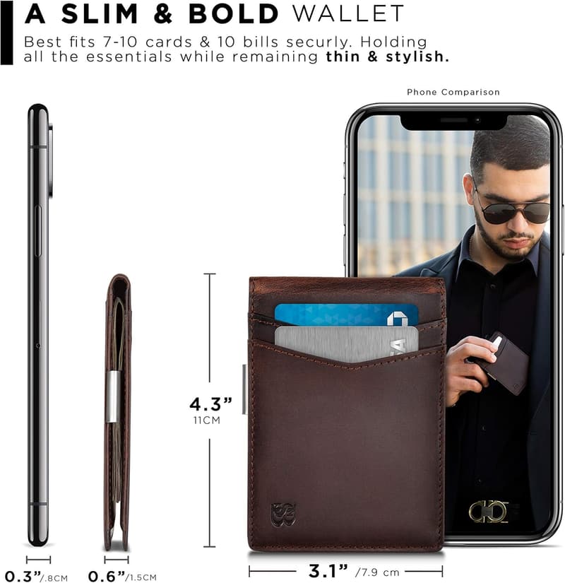Slim RFID Blocking Money Clip Wallet for Men