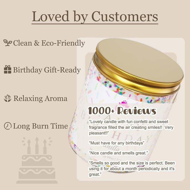 Birthday Candle - Natural Soy Wax Vanilla Scented Gift for All