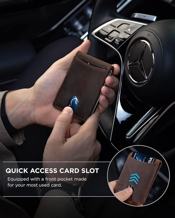 Genuine Leather RFID Wallet with Money Clip for Men