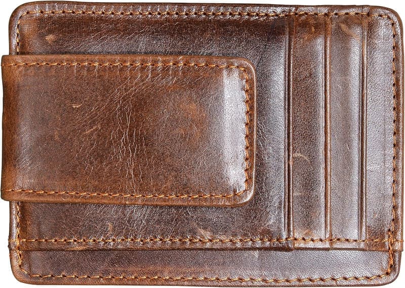 Leather Slim RFID Money Clip Wallet for Men