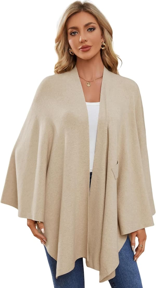 Women's Soft Shawl Poncho Wrap for Spring & Fall