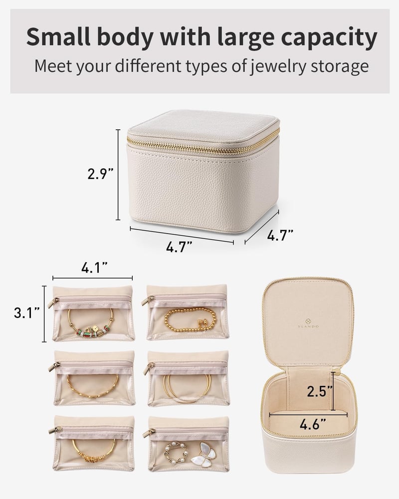 Teacher Appreciation Jewelry Box Organizer with 6 Velvet Pockets