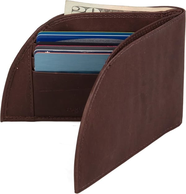 Brown RFID Leather Wallet for Men - Bifold Design, Holds 6 Cards