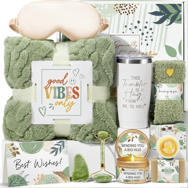 Get Well Soon Spa Gift Basket for Women with Blanket
