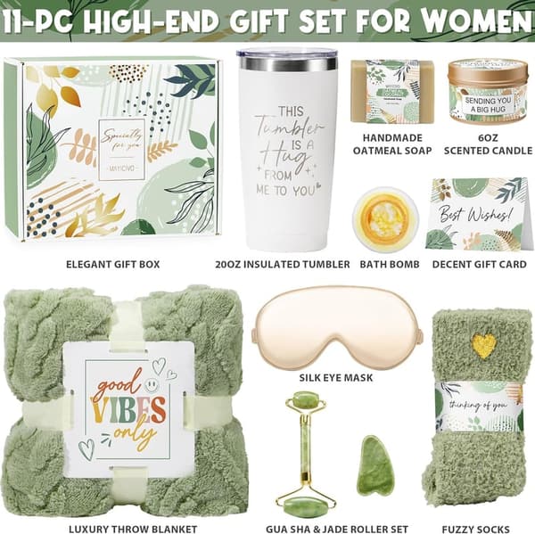 Get Well Soon Spa Gift Basket for Women with Blanket