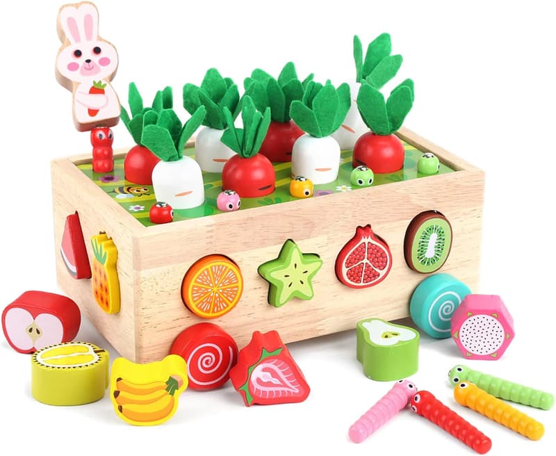 Montessori Wooden Shape Sorting Toys for 1st Birthday Kids