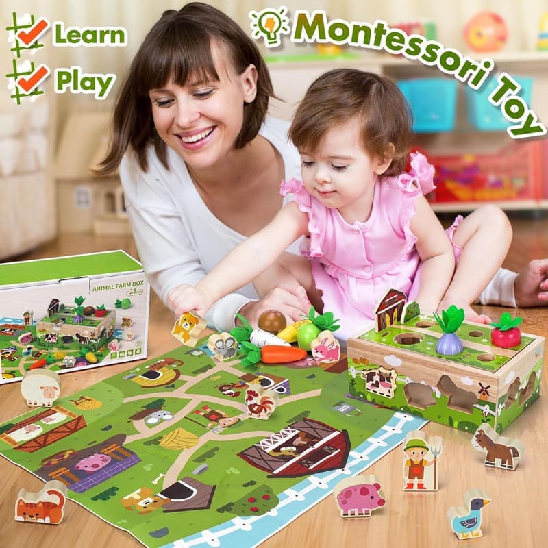 1st Birthday Montessori Wooden Sensory Toy for Toddlers