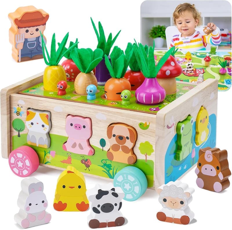 Montessori Wooden Farm Toys for Toddlers | Educational Gift for 1st Birthday
