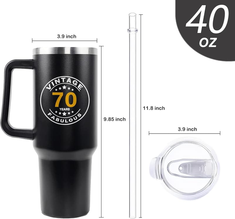70th Birthday Stainless Steel Travel Mug for Him and Her