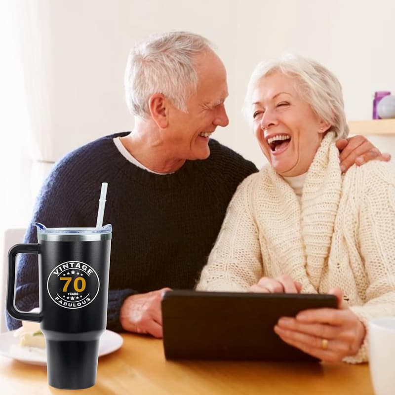 70th Birthday Stainless Steel Travel Mug for Him and Her