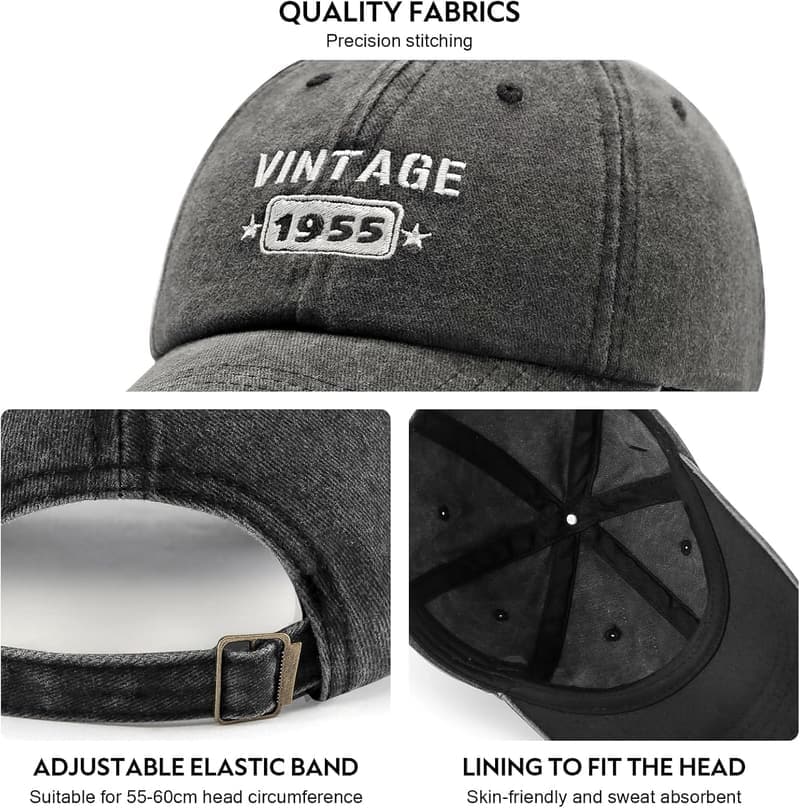 70th Birthday Embroidered Adjustable Baseball Cap