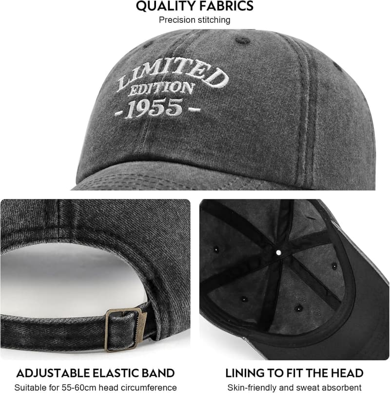 70th Birthday Adjustable Embroidered Baseball Caps
