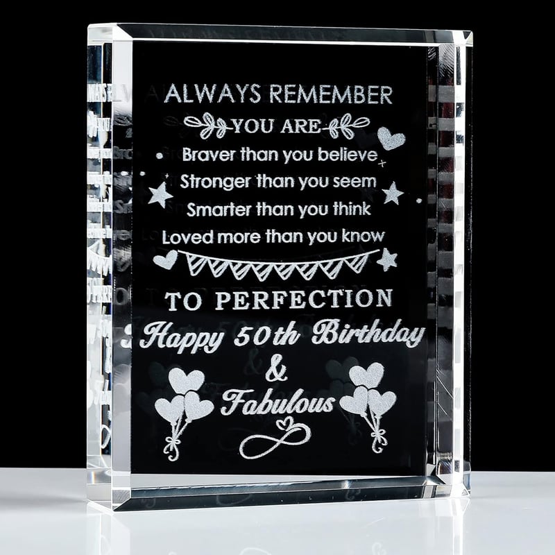 50th Birthday Crystal Keepsake Gift for Him/Her
