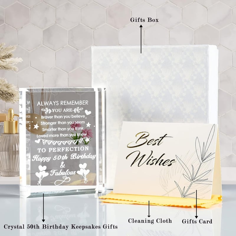 50th Birthday Crystal Keepsake Gift for Him/Her