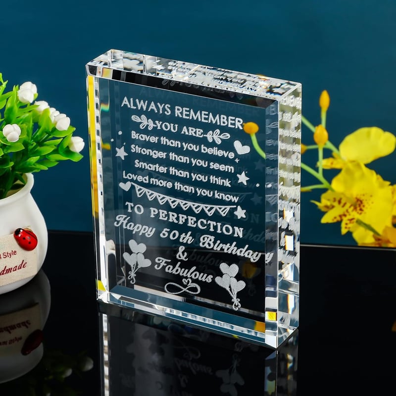 50th Birthday Crystal Keepsake Gift for Him/Her