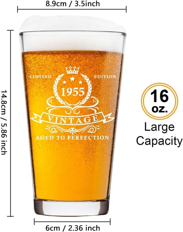 70th Birthday Beer Glass in Barrel Box for Men