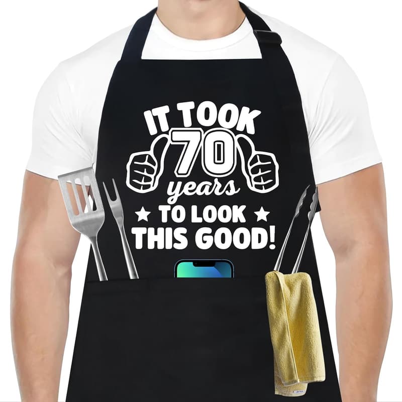 Chef Apron with 3 Pockets - Perfect Birthday Gift for Men