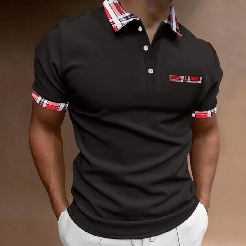 Plaid Print Short Sleeve Golf Shirt for Men