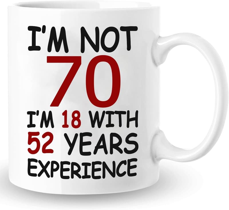 Happy 70th Birthday Coffee Mug for Men and Women