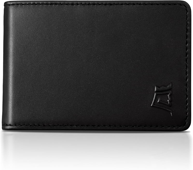 Minimalist RFID Blocking Leather Wallet for Men - Onyx Black