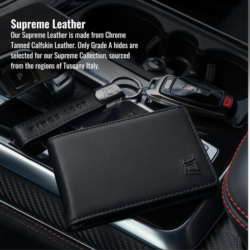 Minimalist RFID Blocking Leather Wallet for Men - Onyx Black