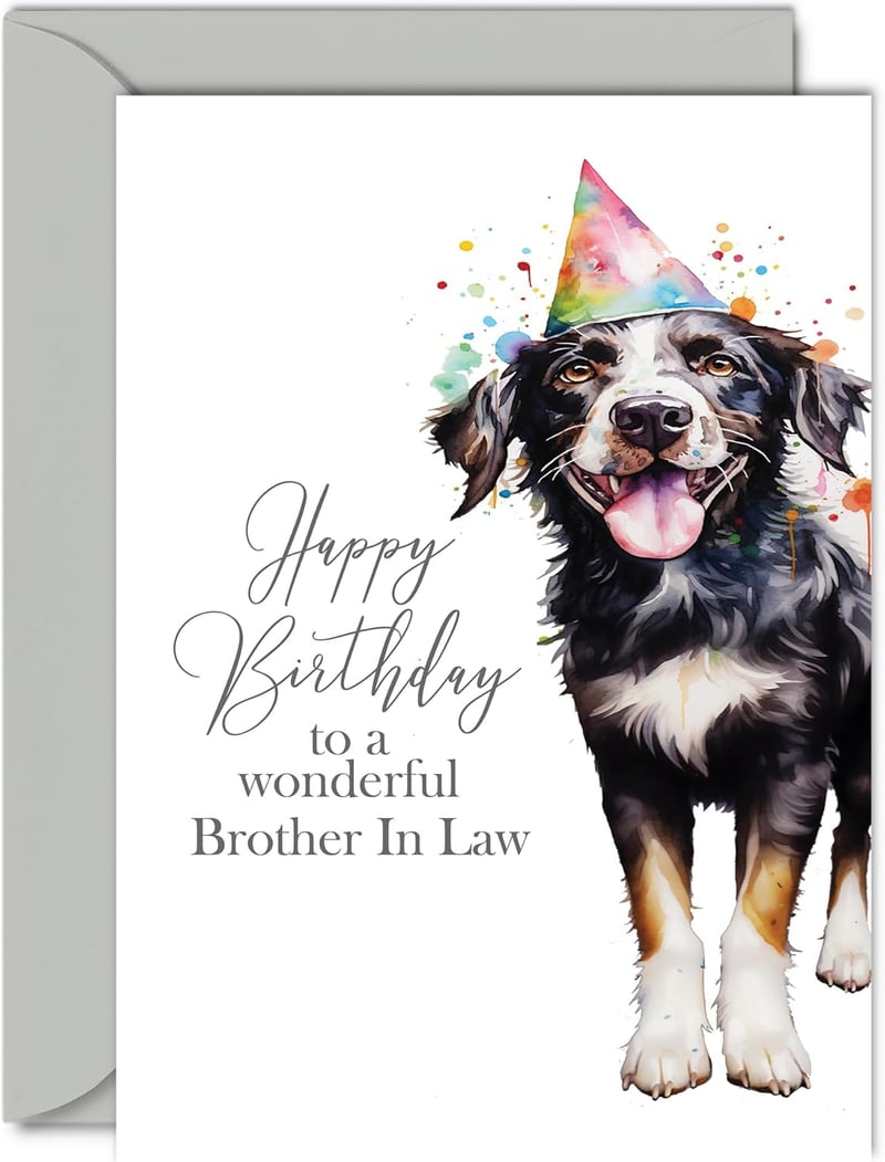 Happy Birthday Card for Brother-in-Law - Party Hat Dog Design