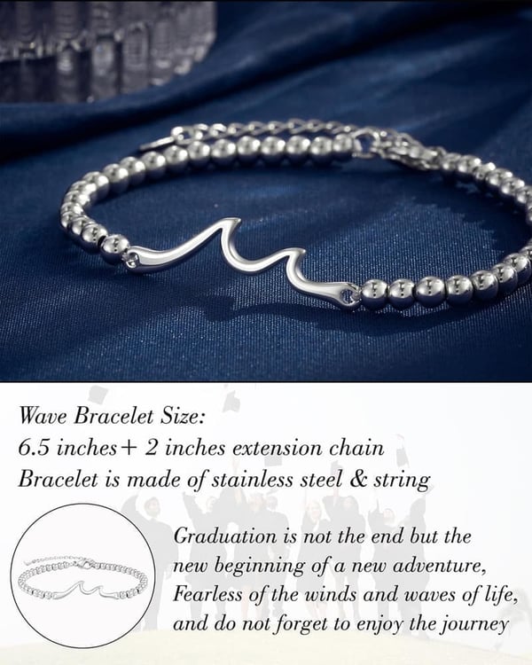 Graduation Bracelet for Her - Class of 2025, Waves of Life