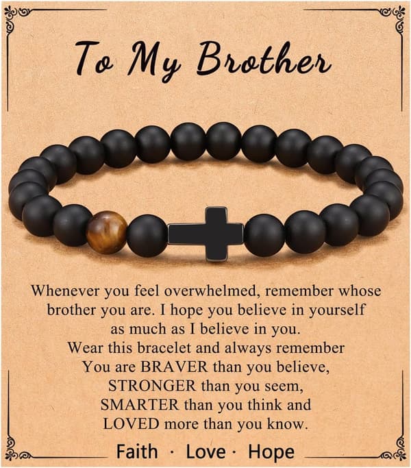 Men's Cross Bracelet - Christian Gift for Dad & Sons