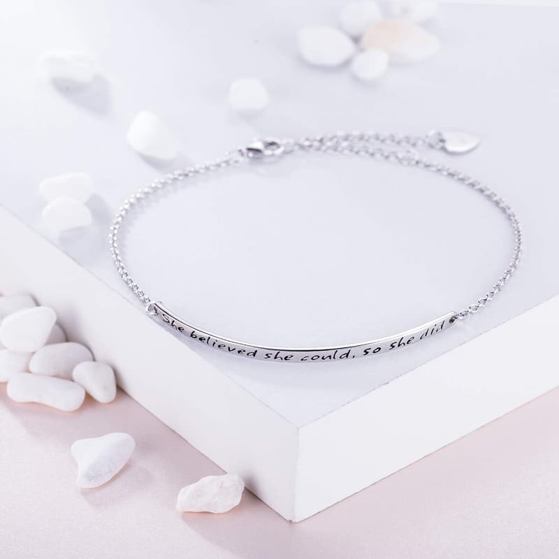 Inspirational Engraved Adjustable Bracelet for Women