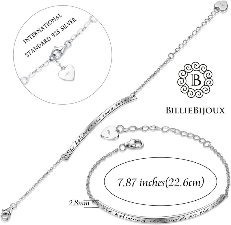 Inspirational Engraved Adjustable Bracelet for Women