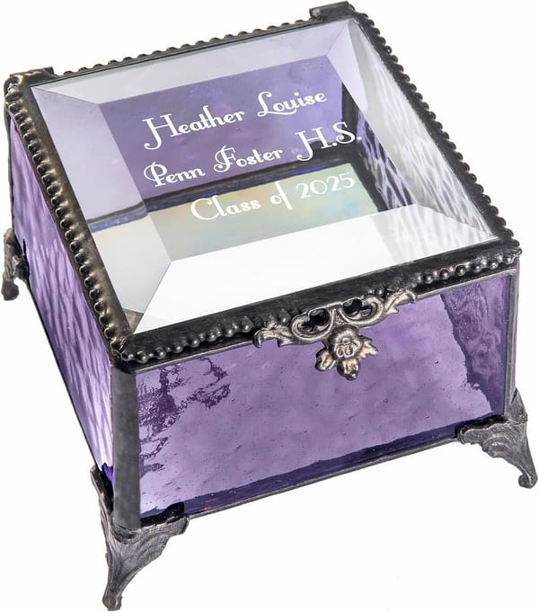 Graduation Gift: Personalized Glass Jewelry Box for Her