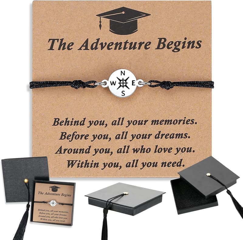 2025 Graduation Adjustable Bracelet with Cap Box & Quote Cards