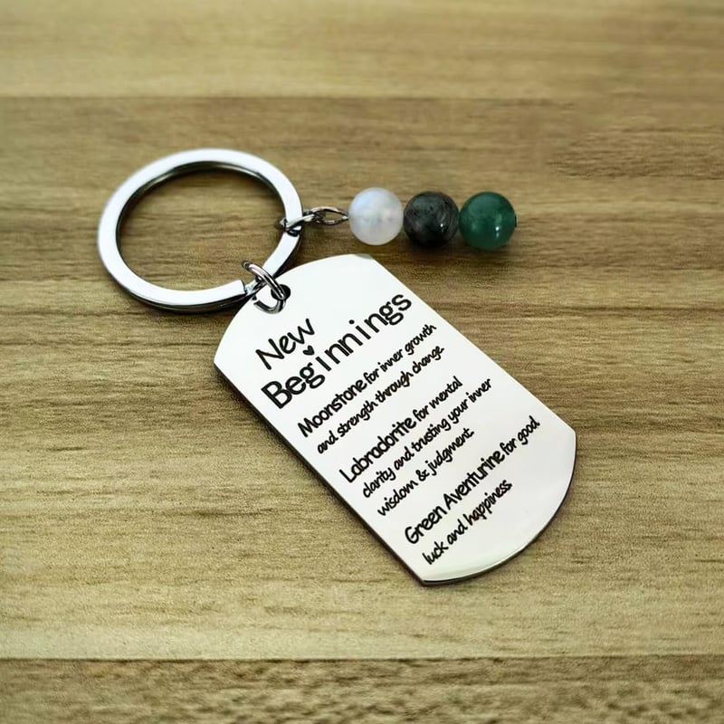 Natural Stone Keychain - Inspirational Gift for Women