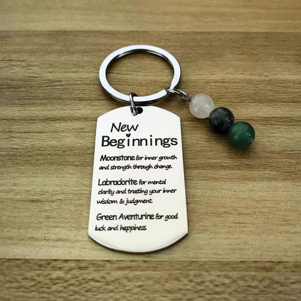 Natural Stone Keychain - Inspirational Gift for Women