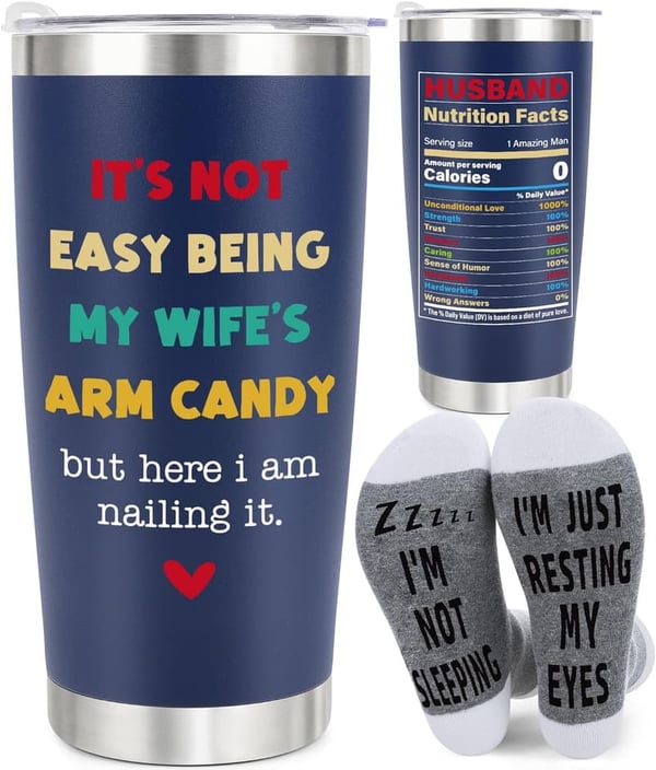 Husband Birthday & Father's Day 20oz Tumbler & Socks Set