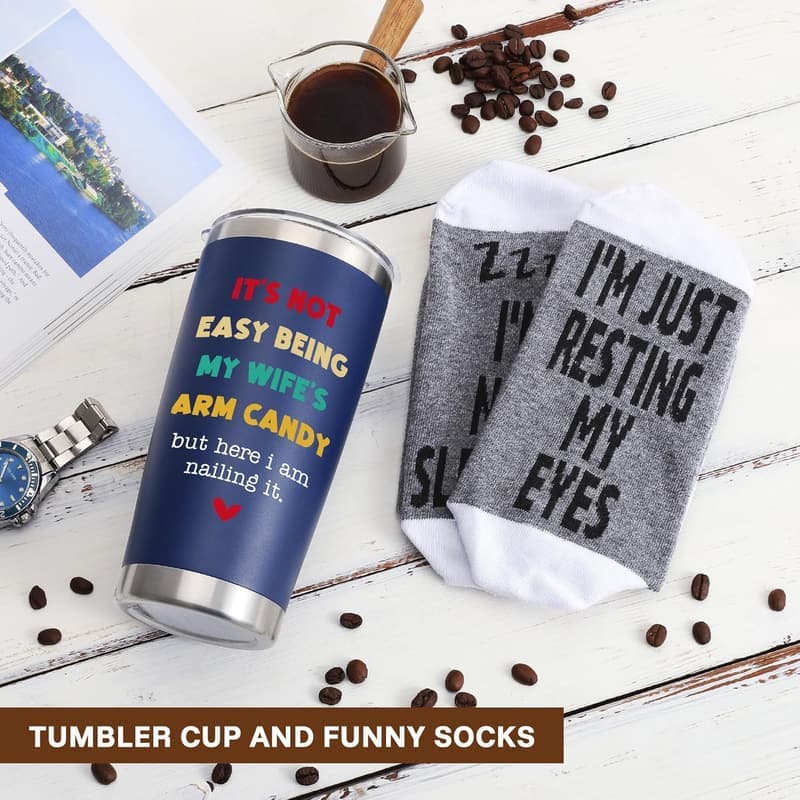 Husband Birthday & Father's Day 20oz Tumbler & Socks Set
