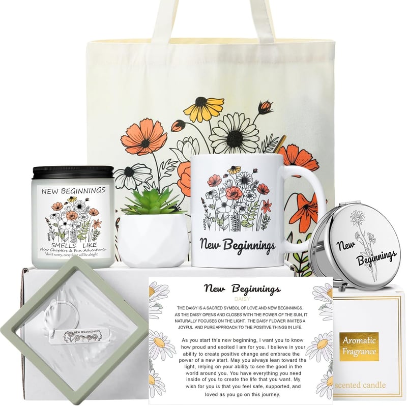 Farewell Gift Basket for Women: Daisy Mug & Candle Set