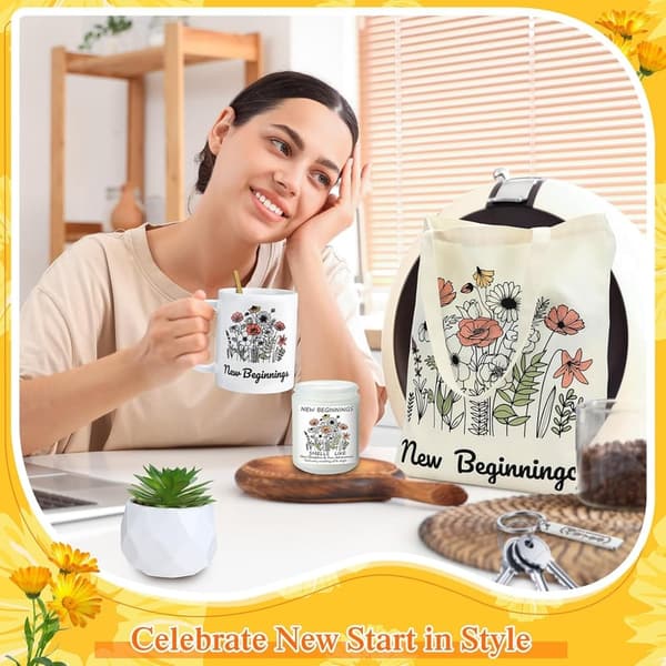 Farewell Gift Basket for Women: Daisy Mug & Candle Set