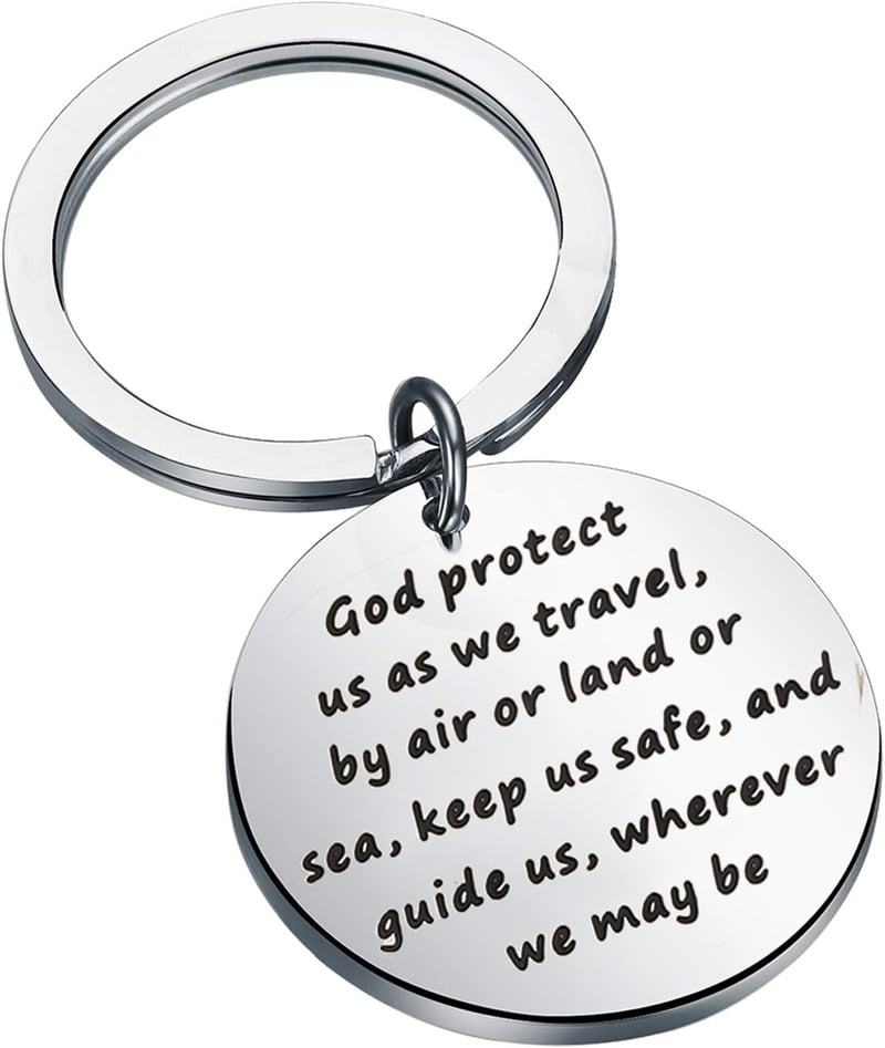 Traveler's Prayer Keychain for Safe Travels Gift