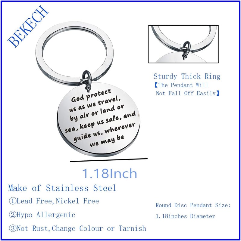 Traveler's Prayer Keychain for Safe Travels Gift